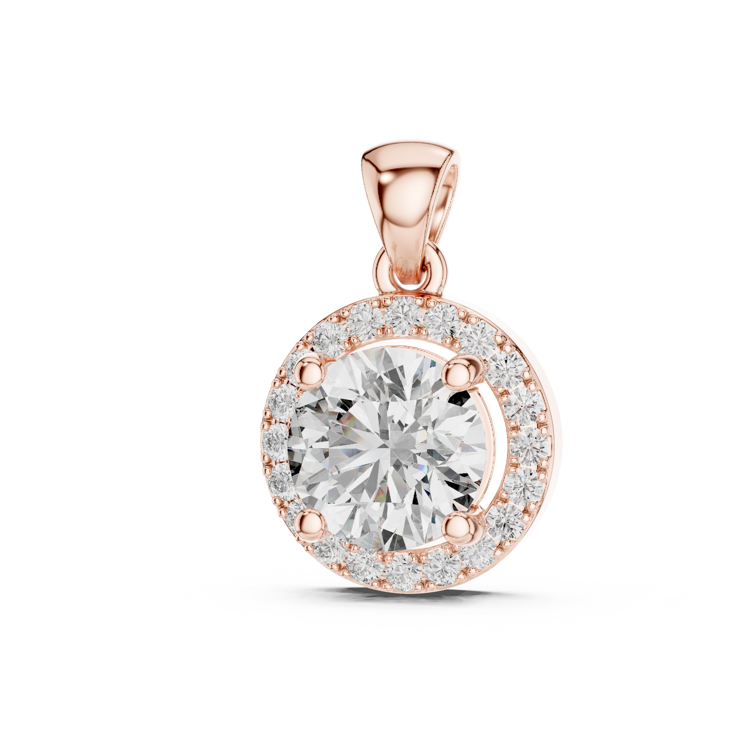 Colgante Solitario Halo Redondo 1.20ct en Córdoba, España | Diamante Creado en Laboratorio, Color D, Claridad VS | Oro 10K/18K, Plata y Platino (Disponible en Longitudes de 40 cm, 45 cm y 50 cm)