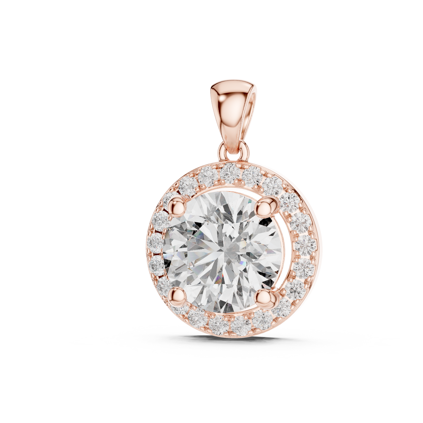 Colgante Solitario Halo Redondo 3.22ct en Córdoba, España | Diamante Creado en Laboratorio, Color D, Claridad VS | Oro 10K/18K, Plata y Platino (Disponible en Longitudes de 40 cm, 45 cm y 50 cm)