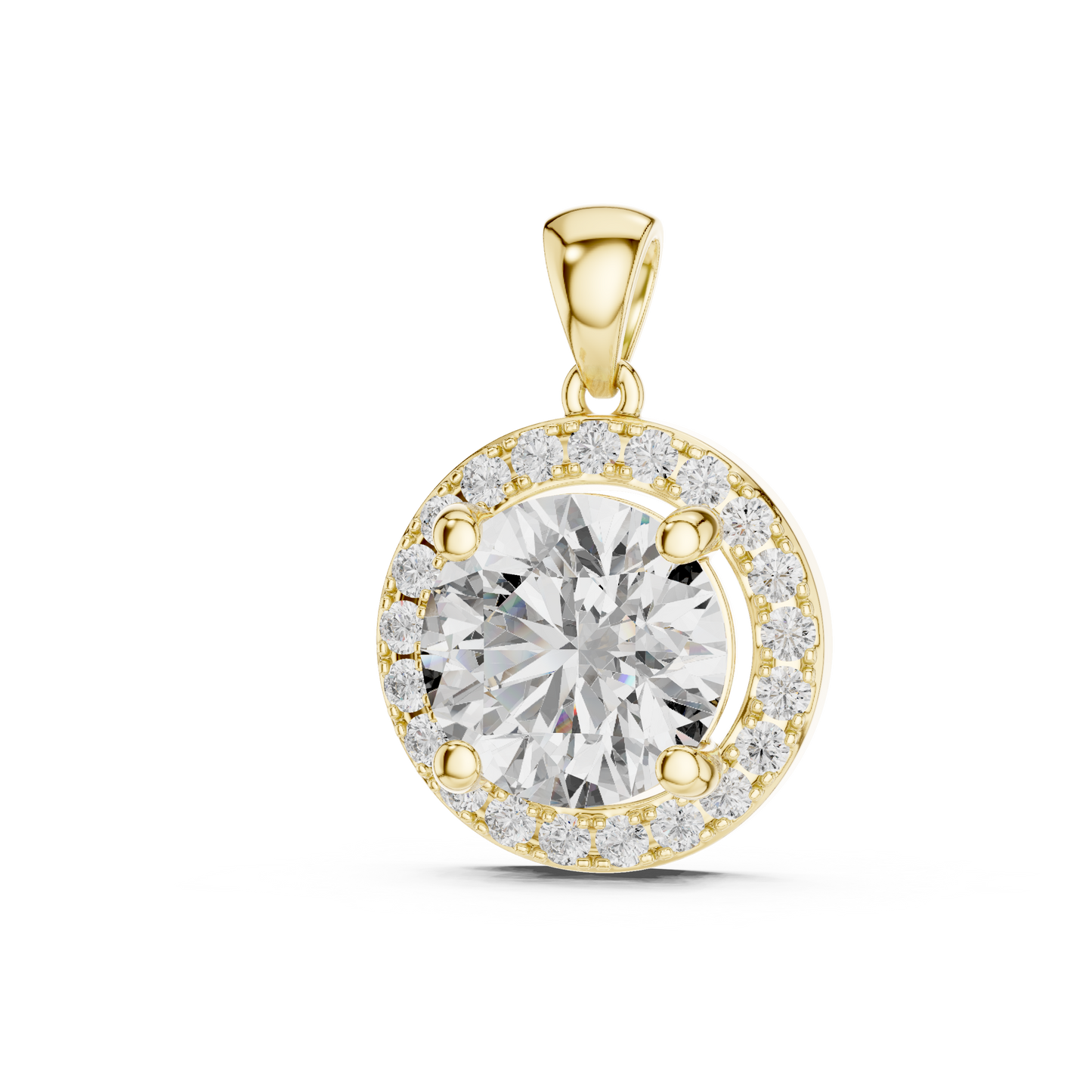 Colgante Solitario Halo Redondo 3.22ct en Córdoba, España | Diamante Creado en Laboratorio, Color D, Claridad VS | Oro 10K/18K, Plata y Platino (Disponible en Longitudes de 40 cm, 45 cm y 50 cm)