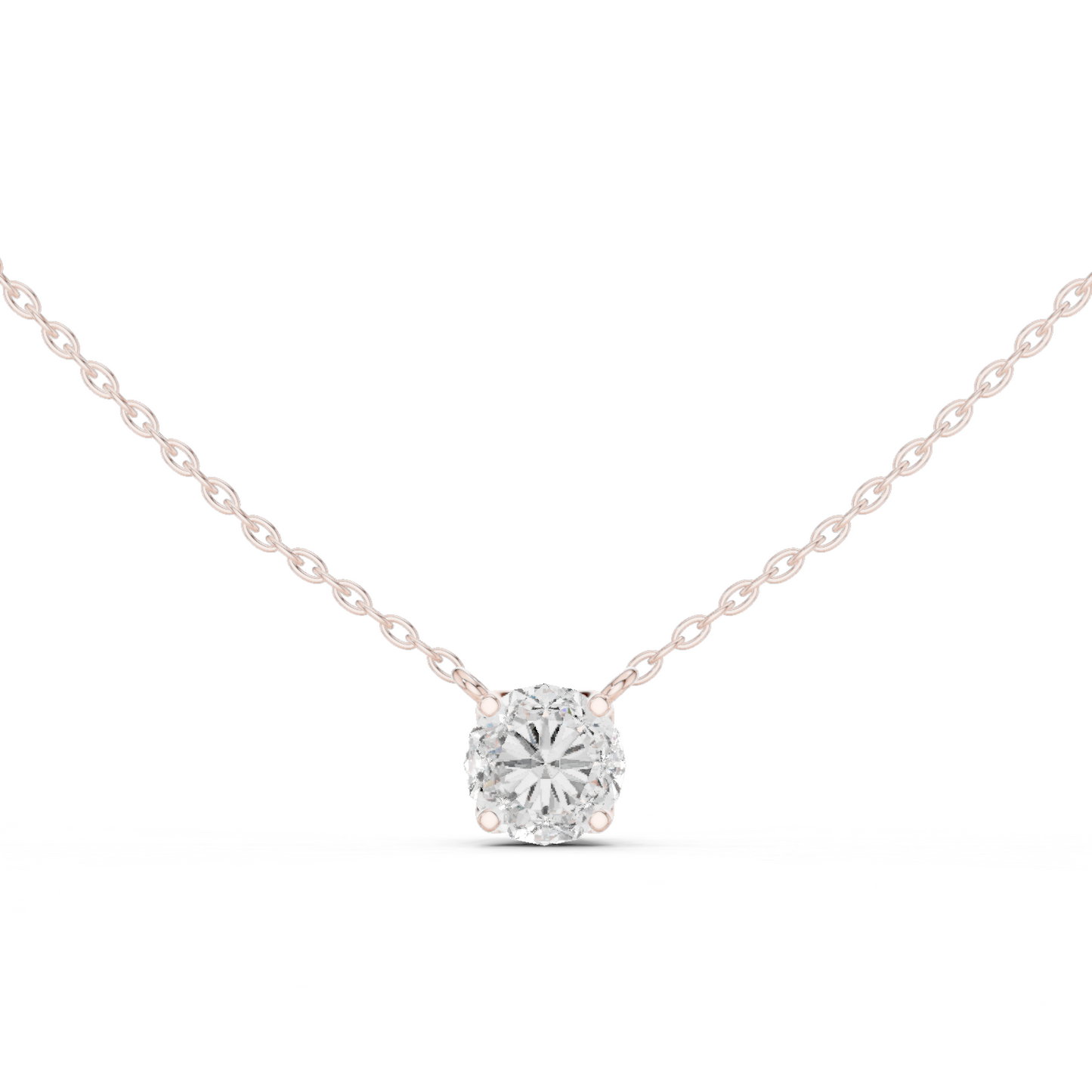 Colgante Solitario de Diamante Redondo Brillante 1.00ct en Córdoba, España| Elegante Cesta Loto de Cuatro Garras | Diamante Creado en Laboratorio Color D Claridad VS | Oro 10K/18K, Plata y Platino (Disponible en Cadenas de 40cm, 45cm y 50cm)