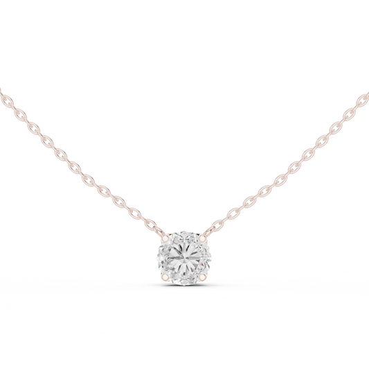 Colgante Solitario de Diamante Redondo Brillante 1.00ct en Córdoba, España| Elegante Cesta Loto de Cuatro Garras | Diamante Creado en Laboratorio Color D Claridad VS | Oro 10K/18K, Plata y Platino (Disponible en Cadenas de 40cm, 45cm y 50cm)