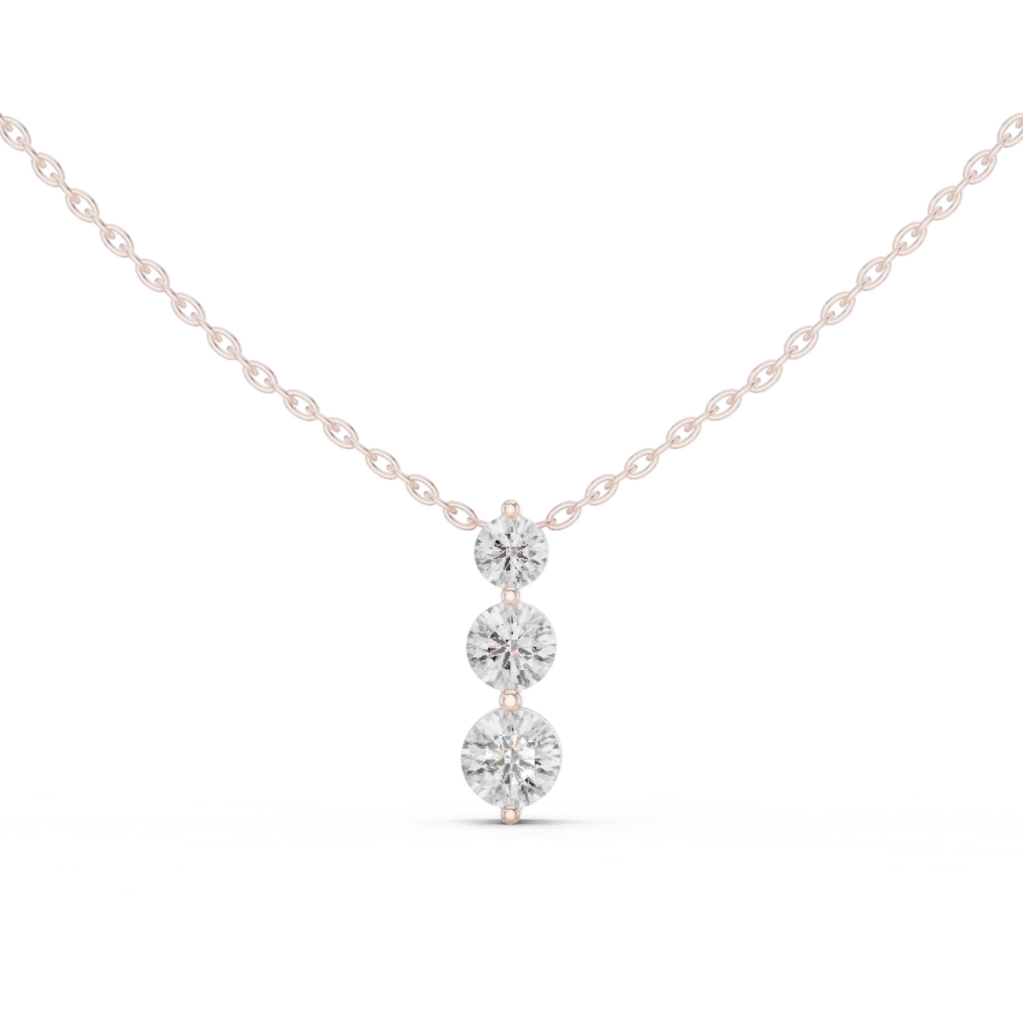 Colgante Vertical Triple de Diamantes 1.11ctw en Córdoba, España| Diamantes Redondos Brillantes Graduados Creados en Laboratorio | Oro 10K/18K, Plata y Platino (Disponible en Cadenas de 40cm, 45cm y 50cm)