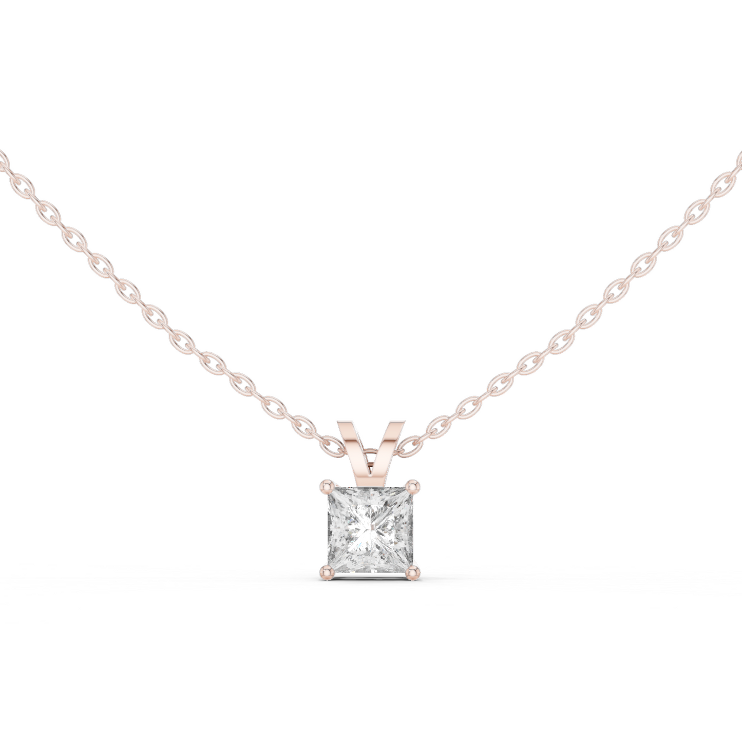 Colgante Solitario de Diamante Corte Princesa 1.04ct en Córdoba, España | Engaste Clásico de Cuatro Garras tipo Cesta | Diamante Creado en Laboratorio Color D Claridad VS | Oro 10K/18K, Plata y Platino (Disponible en Cadenas de 40cm, 45cm y 50cm)