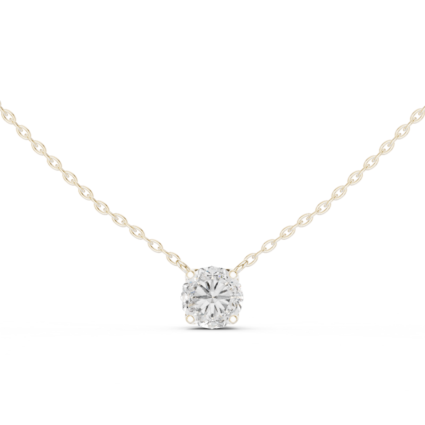 Colgante Solitario de Diamante Redondo Brillante 1.00ct en Córdoba, España| Elegante Cesta Loto de Cuatro Garras | Diamante Creado en Laboratorio Color D Claridad VS | Oro 10K/18K, Plata y Platino (Disponible en Cadenas de 40cm, 45cm y 50cm)