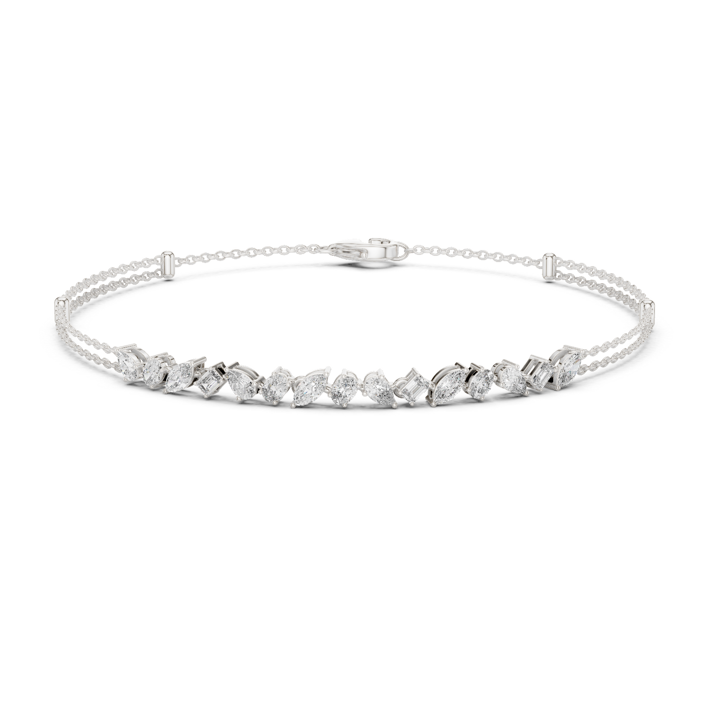 Pulsera Infinity de Diamantes Multi-Forma 1.50ctw en Córdoba, España | Corte Pera, Oval, Marquesa y Esmeralda | Diamantes Creados en Laboratorio Color D Claridad VS | Oro 10K/18K, Plata y Platino (Disponible en 16cm, 18cm y 20cm)