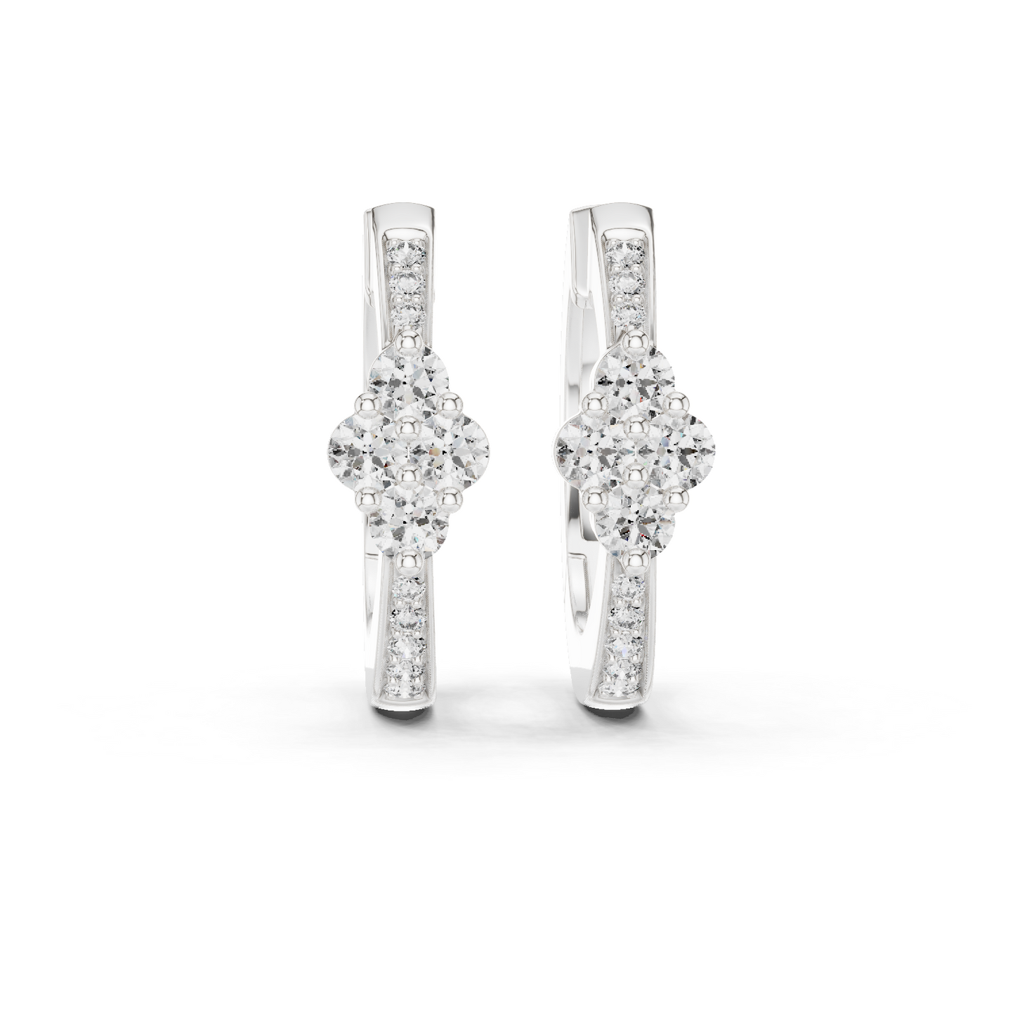 Pendientes Huggie con Cluster y Pavé de Diamantes 0.39ctw en Córdoba, España | Diamantes Round Brilliant Creados en Laboratorio, Color D, Claridad VS | Oro 10K/18K, Plata y Platino