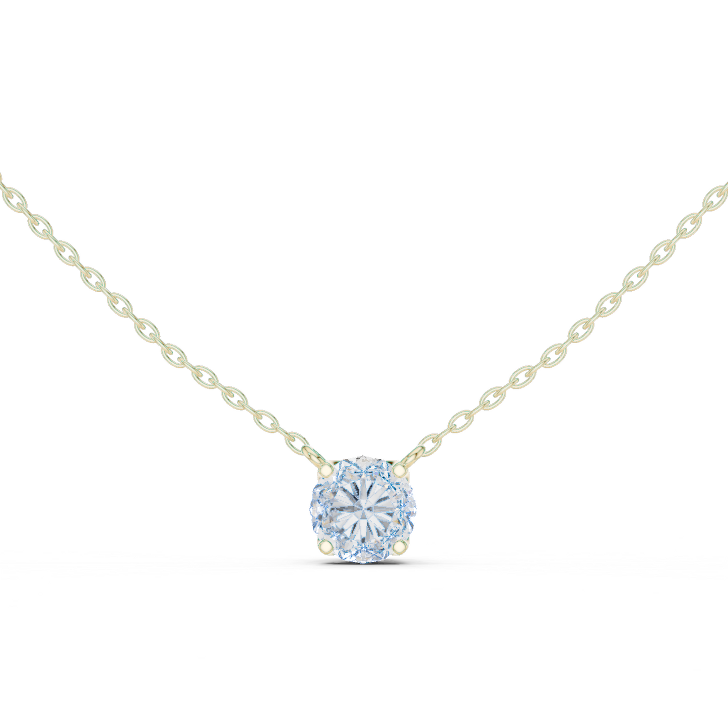 Colgante Solitario de Diamante Redondo Brillante 1.00ct en Córdoba, España| Elegante Cesta Loto de Cuatro Garras | Diamante Creado en Laboratorio Color D Claridad VS | Oro 10K/18K, Plata y Platino (Disponible en Cadenas de 40cm, 45cm y 50cm)