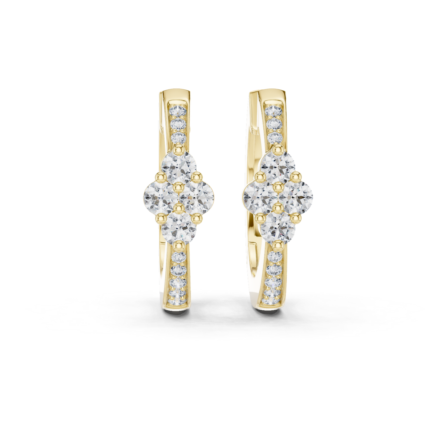 Pendientes Huggie con Cluster y Pavé de Diamantes 0.39ctw en Córdoba, España | Diamantes Round Brilliant Creados en Laboratorio, Color D, Claridad VS | Oro 10K/18K, Plata y Platino